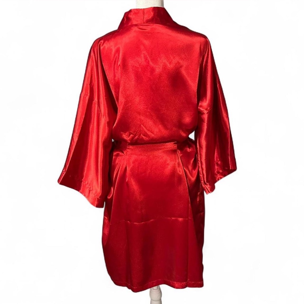 Vintage Mystique One Size Red Satin Robe - Picture 2 of 6